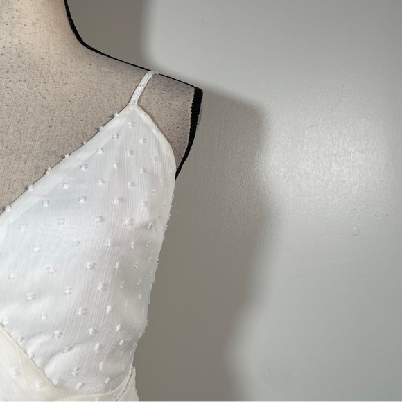 Hello Molly White Ivory Surplice Neck Belted Layered Hem Cami Short Dress S - Picture 5 of 12